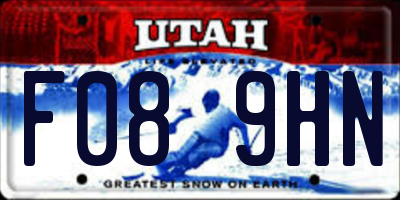 UT license plate F089HN