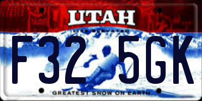 UT license plate F325GK