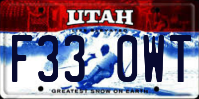 UT license plate F330WT