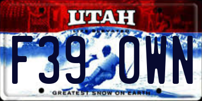 UT license plate F390WN