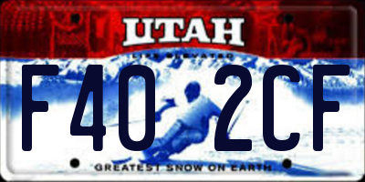UT license plate F402CF