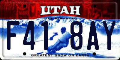 UT license plate F418AY