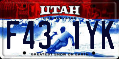 UT license plate F431YK