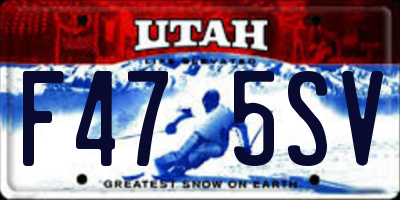 UT license plate F475SV
