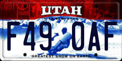 UT license plate F490AF