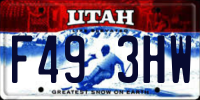 UT license plate F493HW