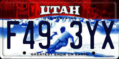 UT license plate F493YX