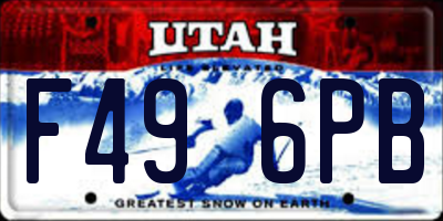 UT license plate F496PB