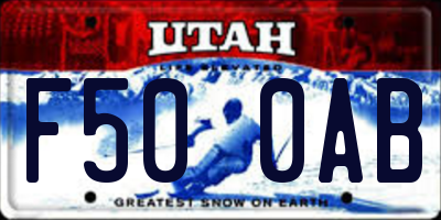 UT license plate F500AB