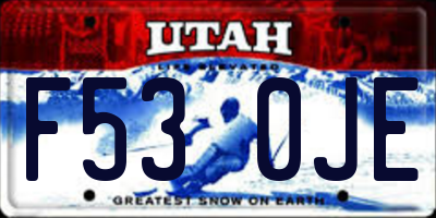 UT license plate F530JE