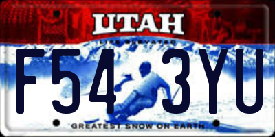 UT license plate F543YU