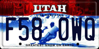 UT license plate F580WQ