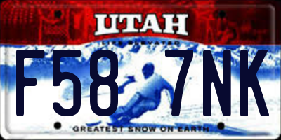UT license plate F587NK