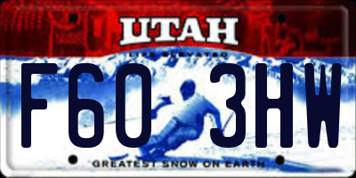 UT license plate F603HW