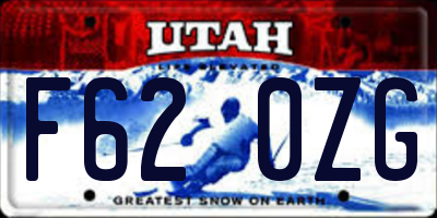 UT license plate F620ZG