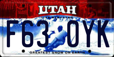 UT license plate F630YK