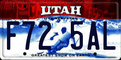 UT license plate F725AL