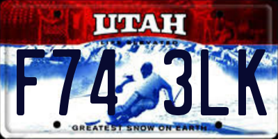 UT license plate F743LK