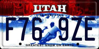 UT license plate F769ZE