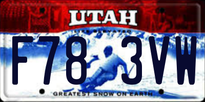 UT license plate F783VW