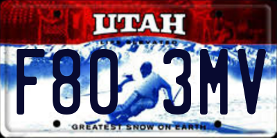 UT license plate F803MV