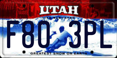 UT license plate F803PL