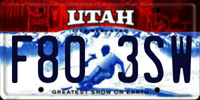 UT license plate F803SW