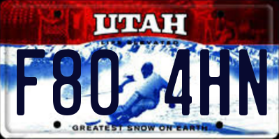 UT license plate F804HN