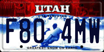 UT license plate F804MW