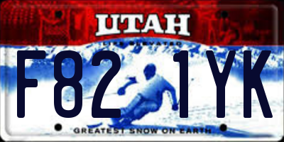 UT license plate F821YK