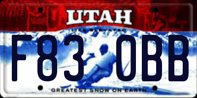 UT license plate F830BB