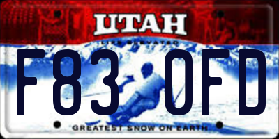 UT license plate F830FD