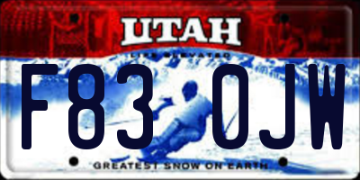 UT license plate F830JW