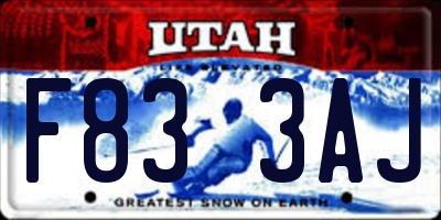UT license plate F833AJ