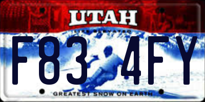 UT license plate F834FY