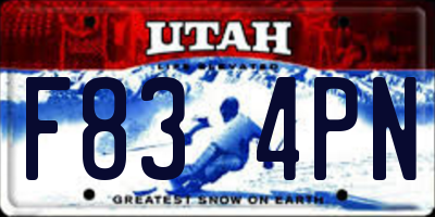 UT license plate F834PN