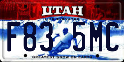 UT license plate F835MC