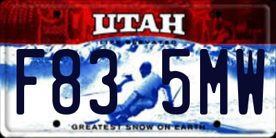 UT license plate F835MW