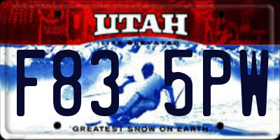UT license plate F835PW