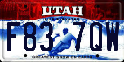 UT license plate F837QW
