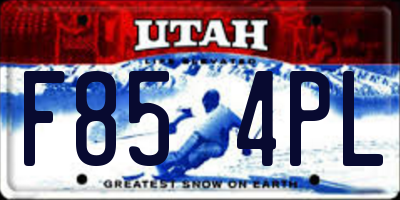 UT license plate F854PL