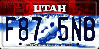 UT license plate F875NB