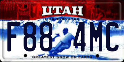 UT license plate F884MC