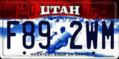 UT license plate F892WM