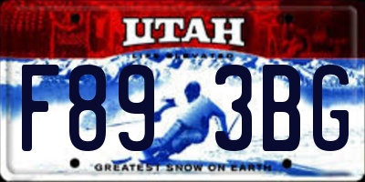 UT license plate F893BG