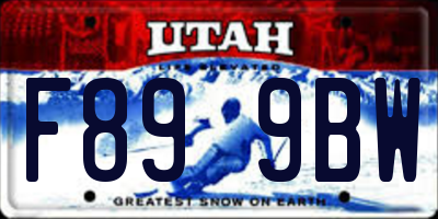 UT license plate F899BW