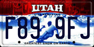 UT license plate F899FJ