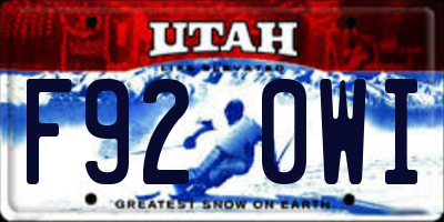 UT license plate F920WI