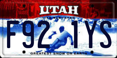 UT license plate F921YS