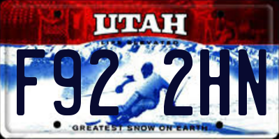 UT license plate F922HN
